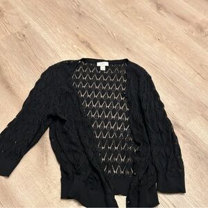 LOFT Black Open-Knit Cardigan